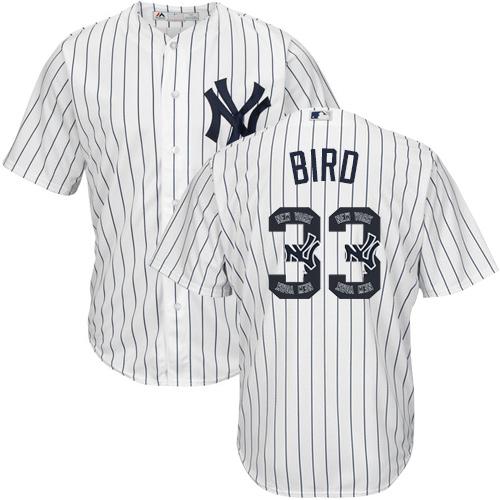 Yankees #33 Greg Bird White Strip Team Logo Fashion Stitched MLB Jersey - Click Image to Close